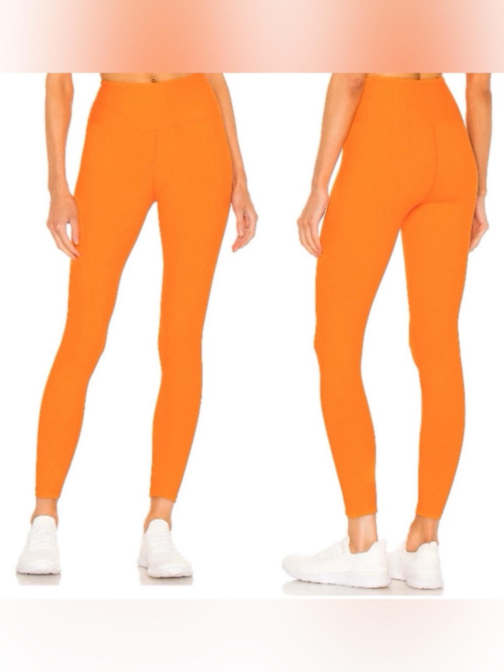 Year Of Ours Orange Ribbed High Rise Leggings